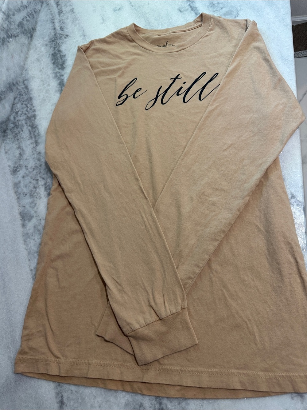 Be Still Long Sleeve Graphic Tee - Tan
